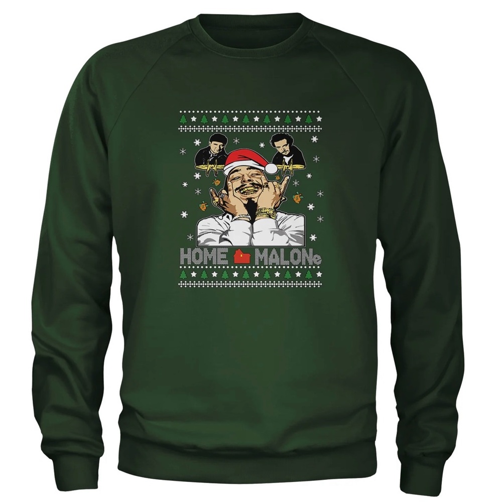 Post Malone Home Malone Sweatshirt Green 2xl Unisex Brand New Ugly Sweater